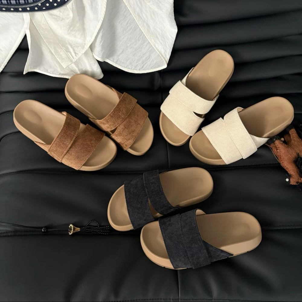 Minimalist chic platform thong sandals - women's 2026 summer new arrivals - outdoor wear, criss-cross strap, slip-on sandals
