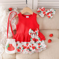 exclusive for european and american girls new arrival children's red vest strawberry shorts crossbody bag