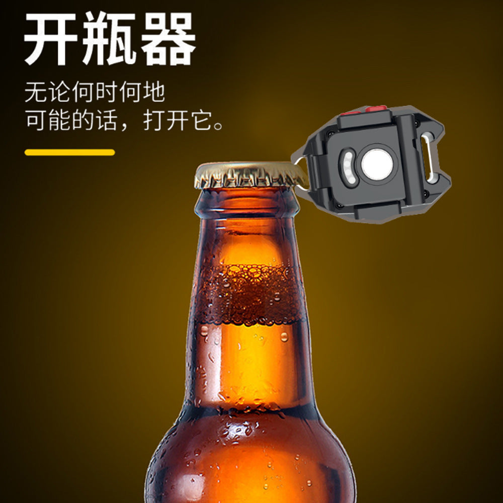 Cross-border new multi-function keychain light Type-C rechargeable cigarette lighter outdoor camping portable COB flashlight