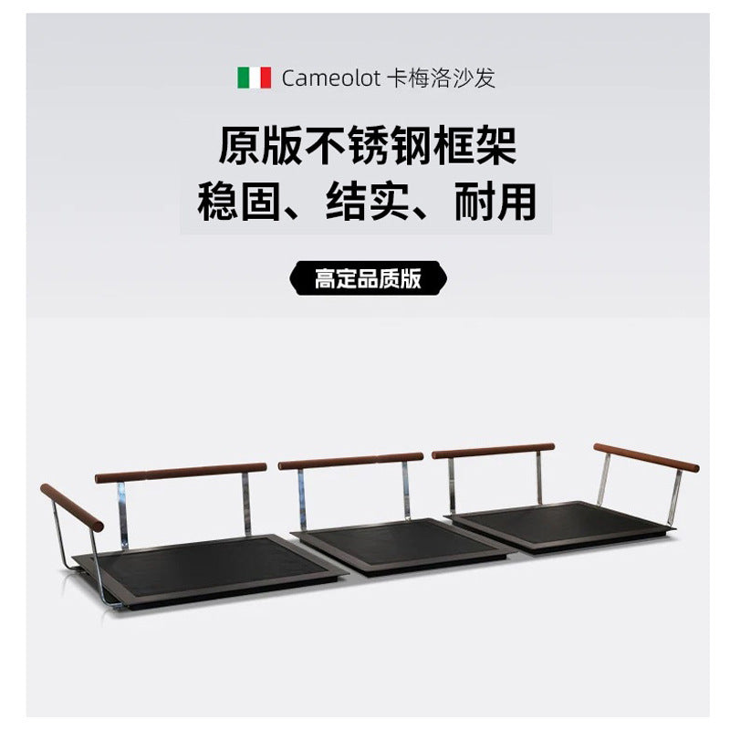 Italian normcore fabric sofa, lazy living room petal sofa, classy cotton and linen large flat layer straight row corner sofa