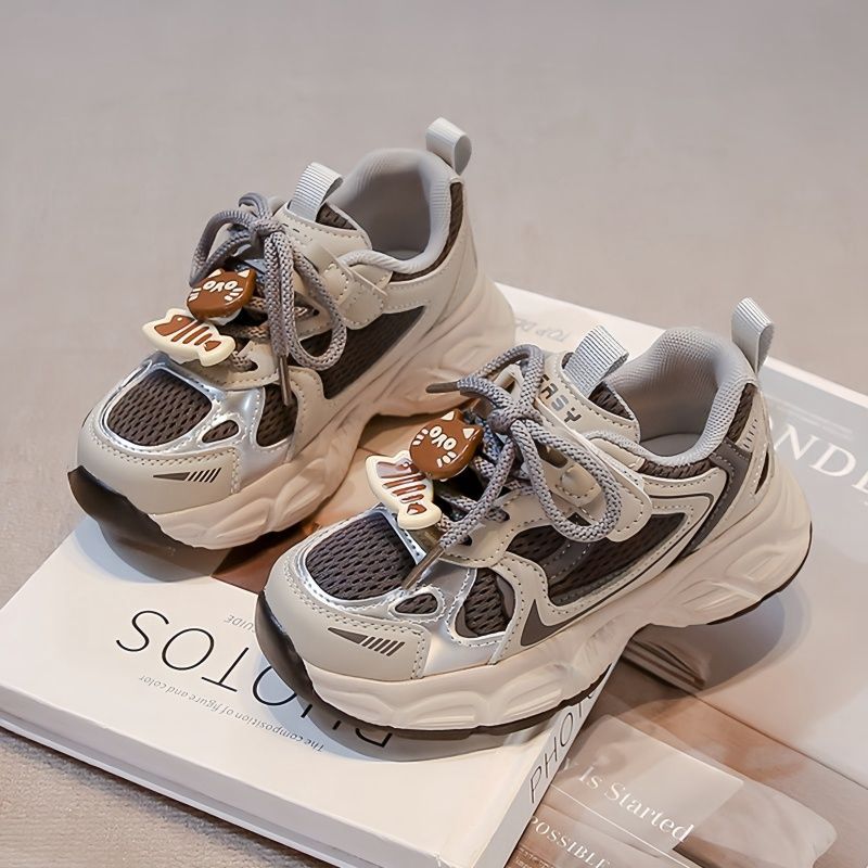 Boys' spring  new mesh sneakers: lightweight, soft-soled athletic shoes for older kids and teens - korean style chunky sneakers
