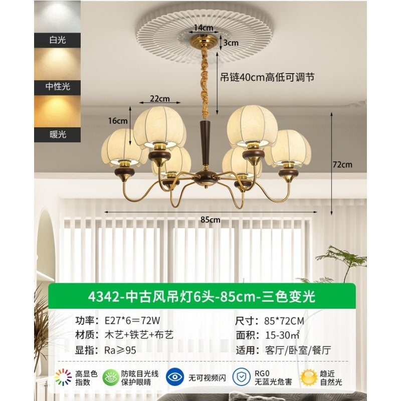 French retro style living room chandelier 2024 new medieval bedroom main light creative Nanyang restaurant lighting E