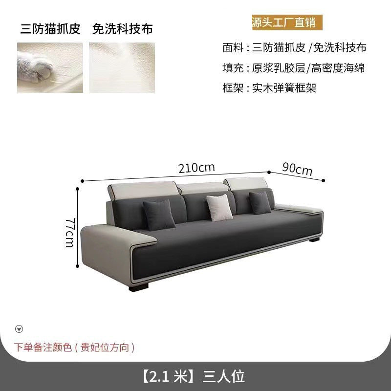 Nordic tech fabric sofa - modern living room set with latex chaise lounge - minimalist luxury for small spaces