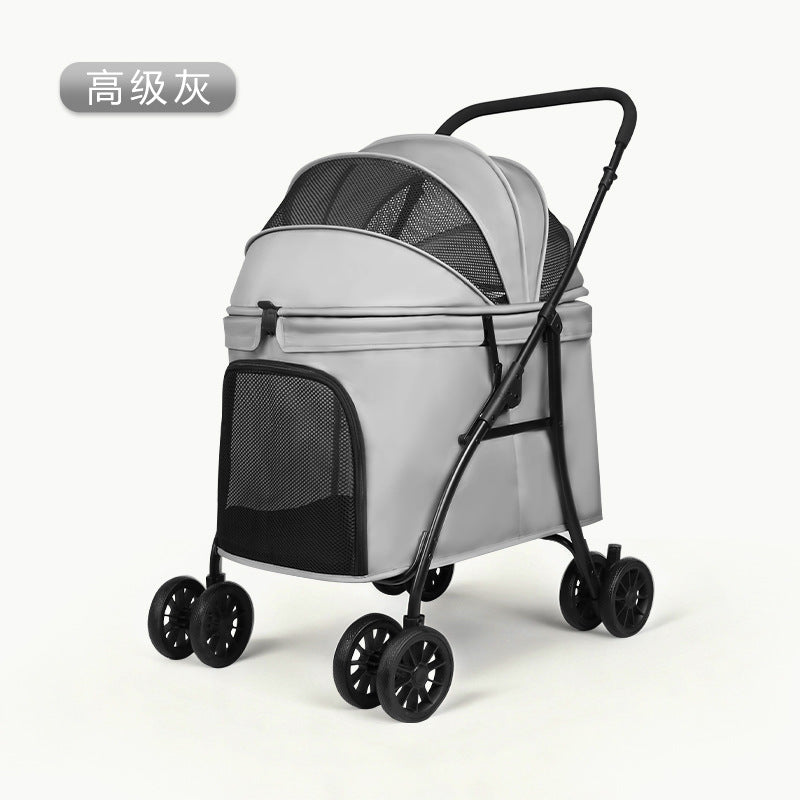 Medium-sized double pet stroller, foldable dog stroller, lightweight and portable dog carrier, suitable for cats and small breeds like corgis