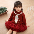 Girls' knit sweater set - new autumn/winter  collection: chic baby pullover with lace collar, long-sleeved base layer knitwear