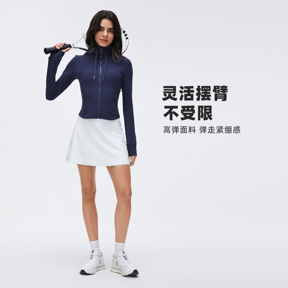 New women's windproof drawstring hooded yoga jacket - cropped, slim-fit, running & fitness jacket d25180