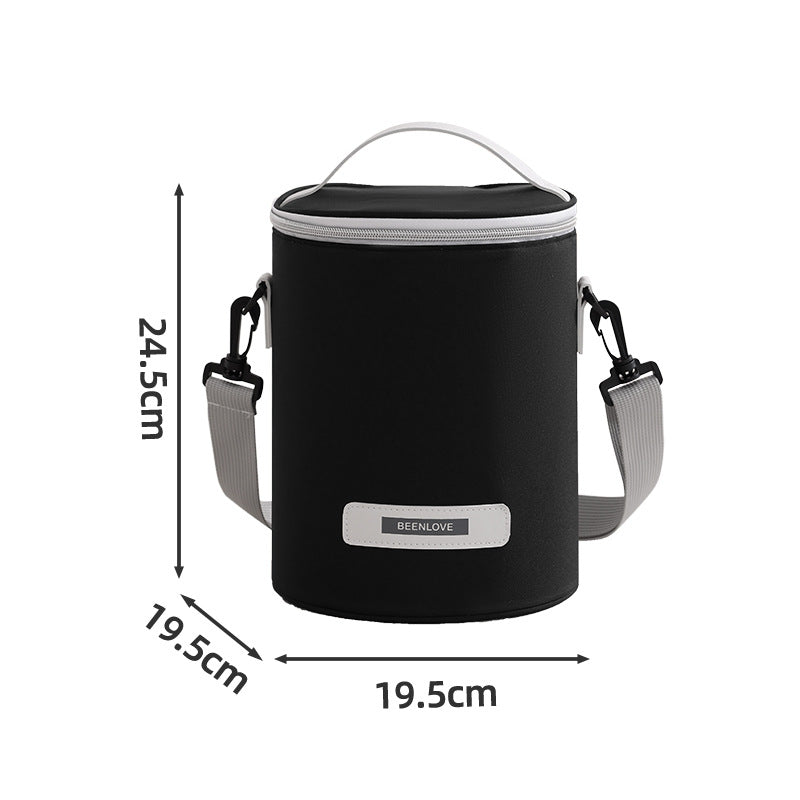 Beilian's new cylindrical bento bag, large-capacity office worker thermal insulation bag, student travel lunch bag, portable lunch box bag