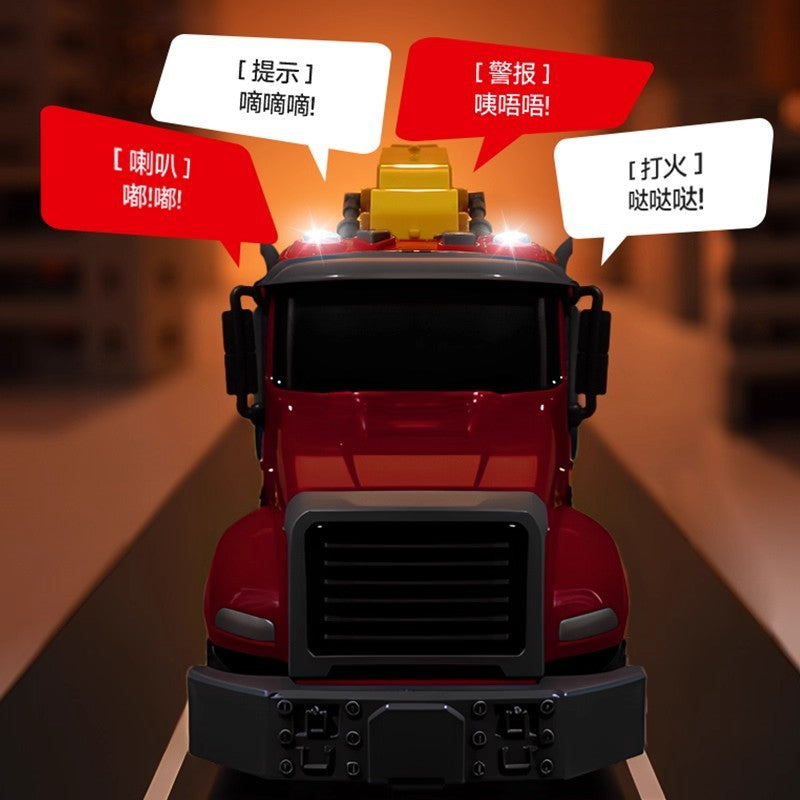 Kids' large fire truck ladder cargo rescue truck tractor truck construction crane tow truck toy for boys, ages 3-6