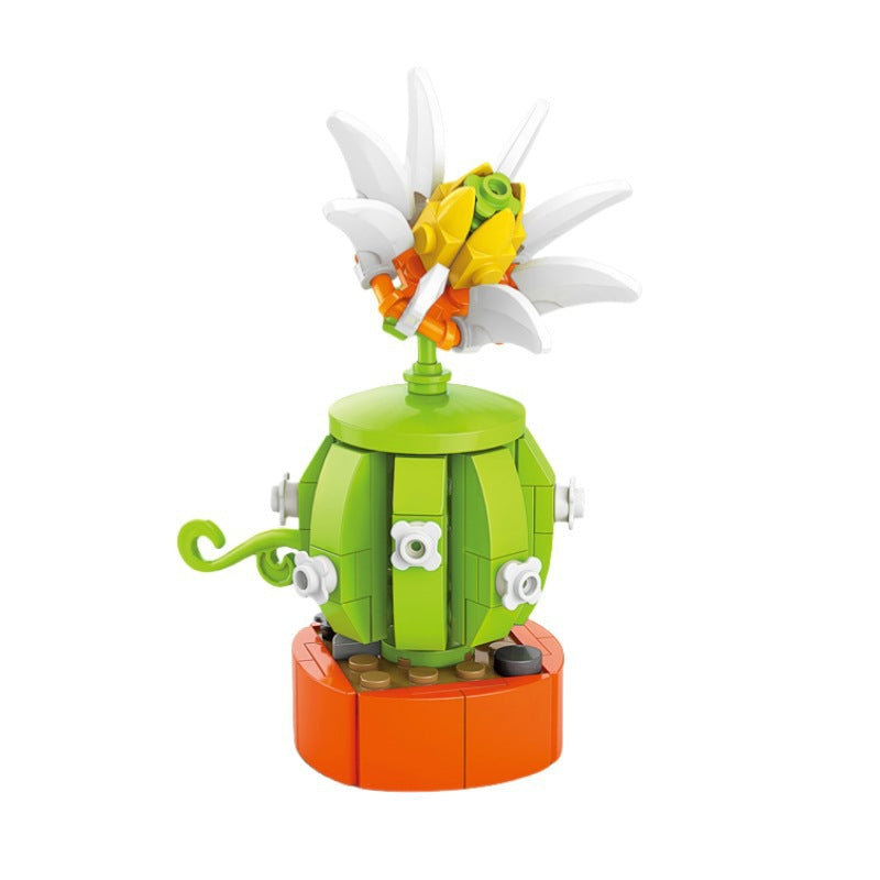Compatible with lego bricks, succulent handmade flower pot, small particle children's educational assembly desktop ornament model gift