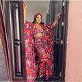 Special offer fashion digital printing loose robe with loosepants including bra and headscarf 4-piece set for african women