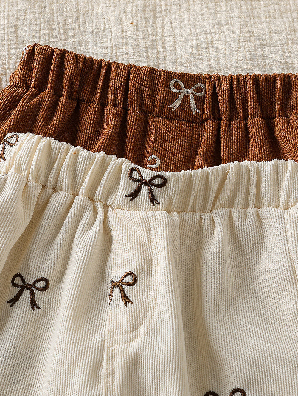 hot-selling girls' corduroy bow embroidered casual pants - cross-border exclusive two-piece set