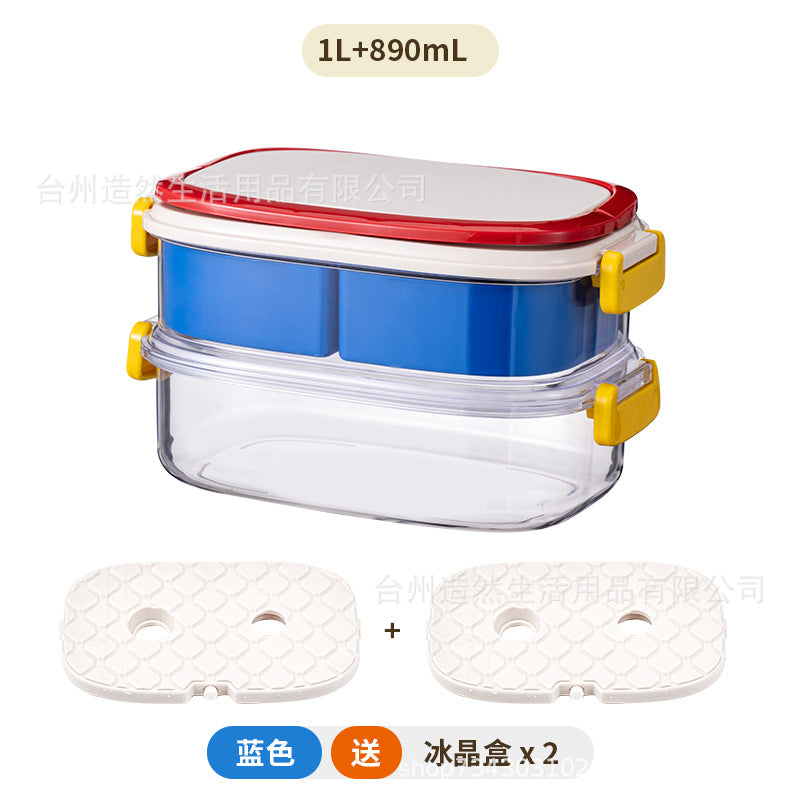 Portable fruit chilled crisper with filtered water outdoor camping picnic food sealed bento lunch box small refrigerator