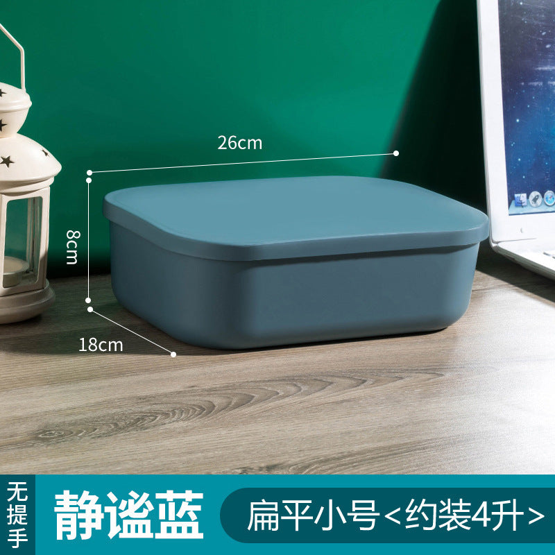 Household contrasting color storage box, wardrobe clothes sorting box with lid, large storage basket, sundries storage box, plastic.