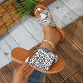 Exportplus size beach slippers for women  summer new arrival toe leopard print outwear soft bottom women's sandals slippers