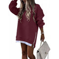 independent station  hot seller: autumn/winter fashion patchwork side-zip pullover sweatshirt for women