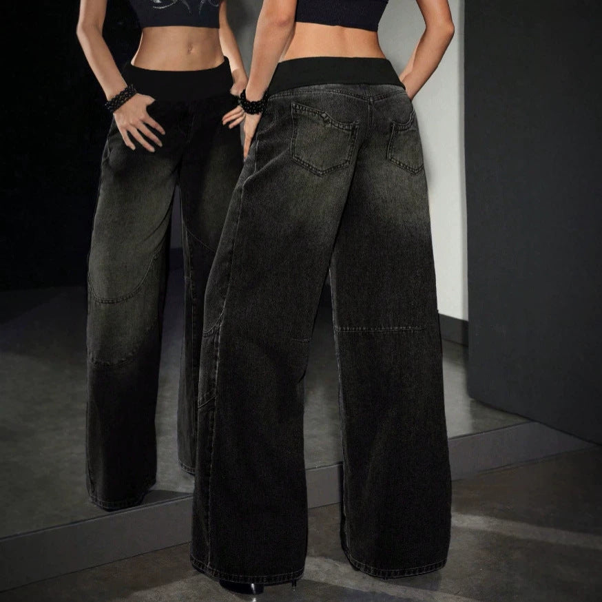 Amazon tiktok pinduoduo foreign trade cross-border fashion gray gradient tall drape wide leg pants