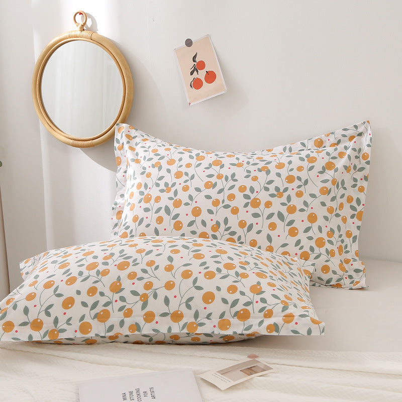 Pair of 100% cotton pillowcases - single size, perfect for home, dorm, or student use - simple print design - wholesale direct from factory