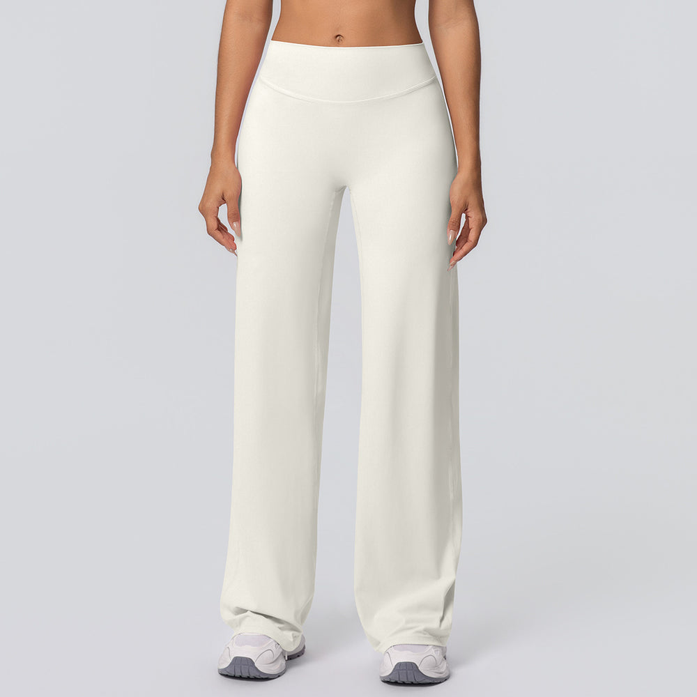 New arrival cross-border double-sided brushed pure colorhigh waistloose breathable yoga wide-leg pants running fitness yoga bell bottoms