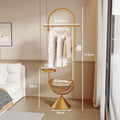 Bedroom clothes hanger with storage basket, small apartment living room multi-functional coat rack, bag rack, entrance floor-standing clothes hanger