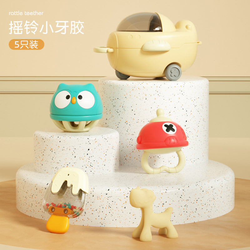 Cross-border baby rattle, newborn toothpaste set, baby grinding teeth can be gnawed, birth gift box set, toy.