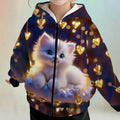 Kids' hoodie jacket, cross-border hot seller: cute cartoon print fashion zip-up hoodie for girls, dropshipping available