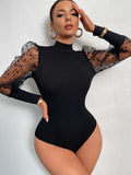 Half turtleneck bottom shirt springnew arrival mesh patchworklong sleeves inner knitting shirt jumpsuit sexy