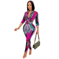 X5281 special offer: no returns or exchanges. please purchase with care. new fashion digital print v-neck long sleeve top and pants two-piece set for women