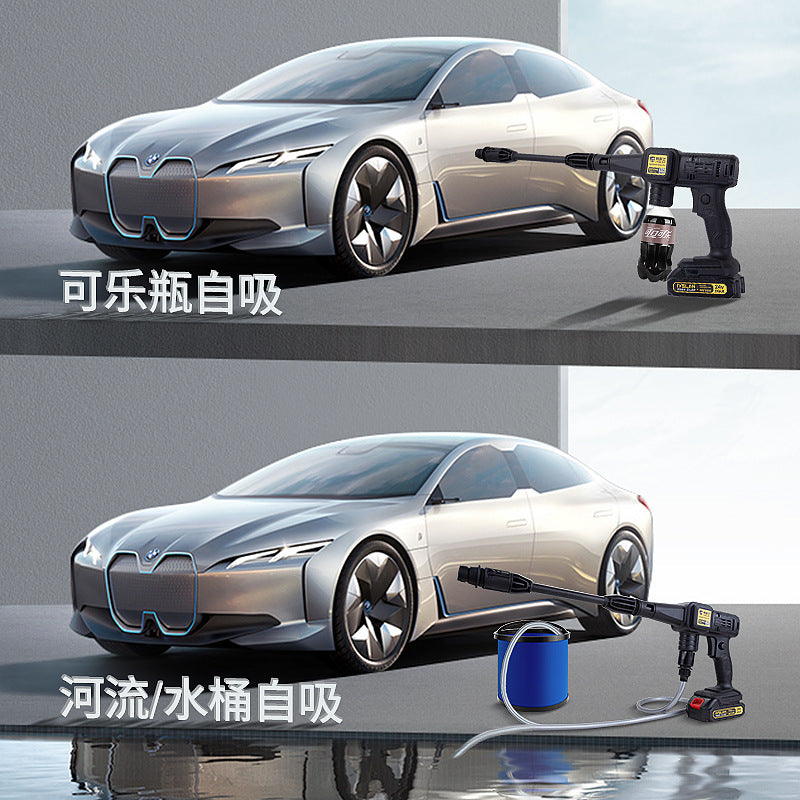 阿斯兰便携高压无线锂电洗车机家用洗车配件水枪水管清洗机批发