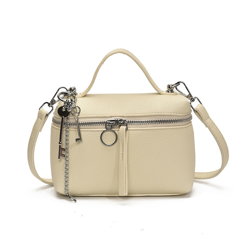 Lychee pattern hand carry box bag women 2025 new fashion temperament messenger bag simple casual work commuter bag