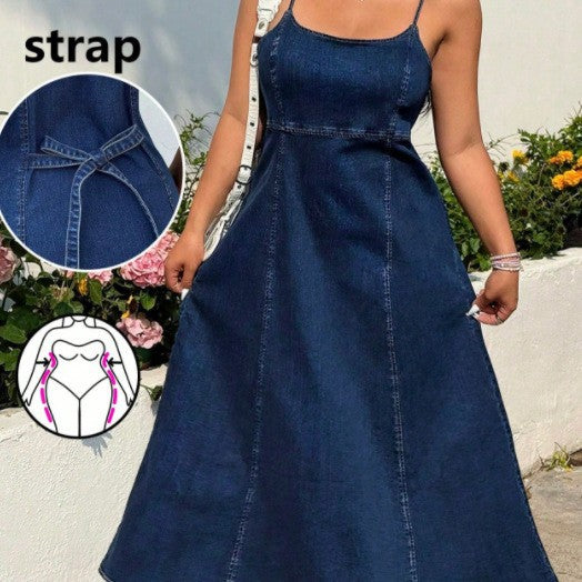 new arrivals: plus size a-line denim midi dress for , , and european & american markets