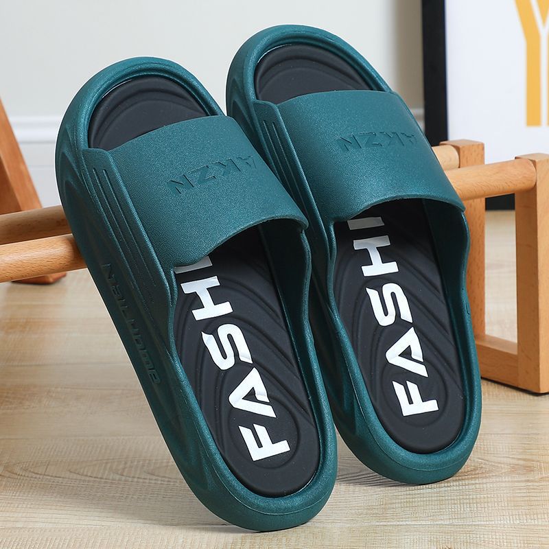 2024 new korean style men's slippers - trendy outdoor & indoor, bathroom-friendly, non-slip, thick-soled, wear-resistant men's sandals