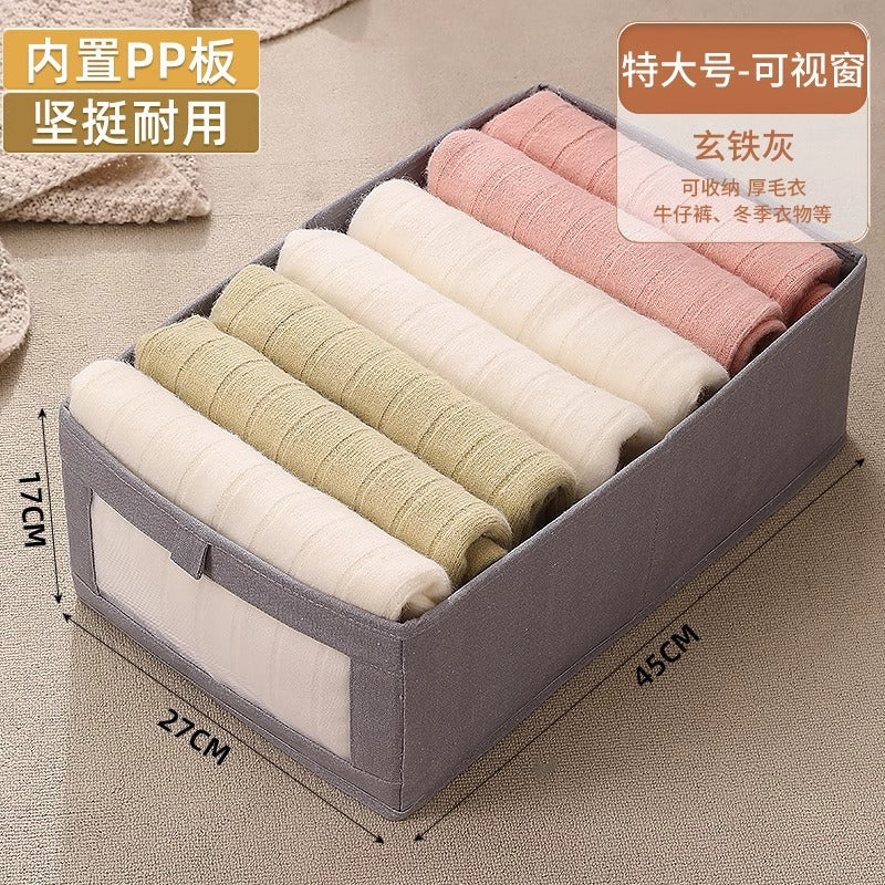 Clothes storage box Household wardrobe Fabric layered clothes finishing artifact Thickened drawer type pants storage basket
