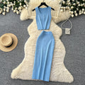 Luxury minimalist sleeveless knit two-piece set for women - summer casual commute high-waisted slimming fit