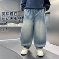 Boys' denim spring new arrival straight-leg jeans  new style mid-to-large children's spring outfit trousers fashionable versatile pants