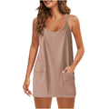 cross-border  hot-selling women's solid color fashion casual double pocket knitted dress