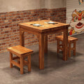 Solid wood dining table and chairs chinoiserie carbonized hot pot barbecue rectangular log dining table restaurant snack shop restaurant dining table