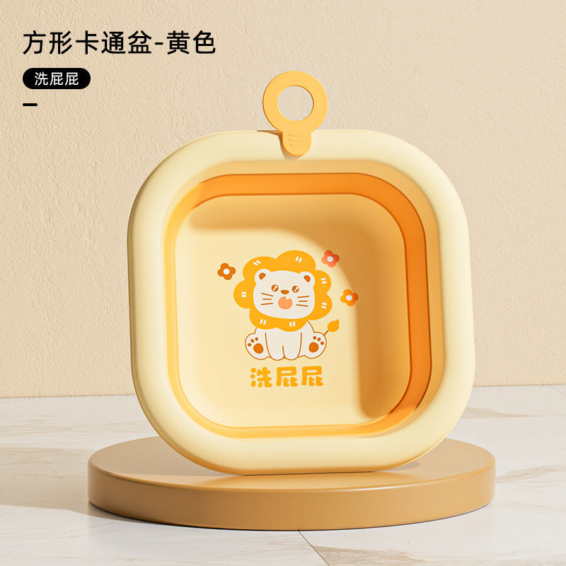 Newborn kids foldable wash basin, drop-resistant & high-temperature resistant, baby bath & bottom washing basin, home use, hangable, minimalist storage basin