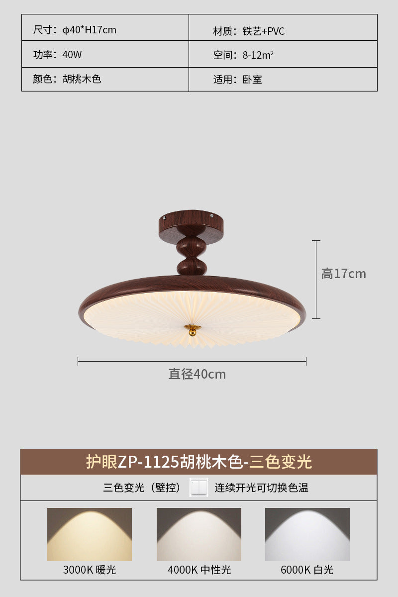 Walnut pleated antique restaurant light simple American retro bedroom light bar eye protection rocker chandelier