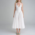 cross-border e-commerce european and american women's clothing: new summer collection - elegant v-neck halter neck sexy evening dress