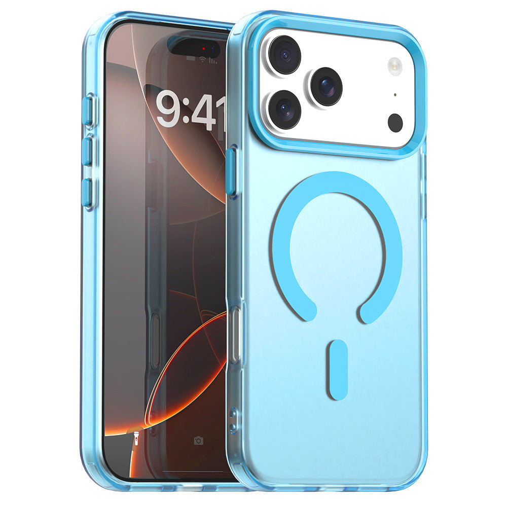 Double-layer imd candy color magnetic suction suitable for iphone17promax mobile phone case apple 15/14 frosted anti-fall case
