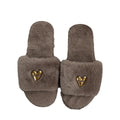 new small fragrance style heart style trendy internet celebrity thickeneded warm autumn and winter one-word fur slippers manufacturer wholesale direct sales
