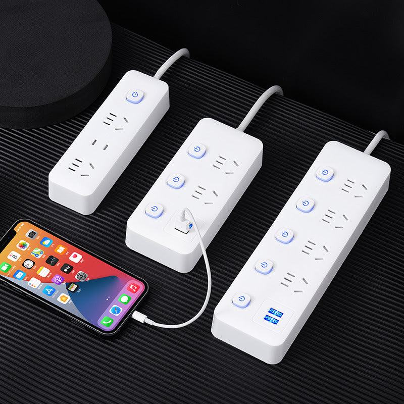 New national standardfor home socket plug strip long cable usb strip with switch multi-function multi-hole plug-in board drag strip