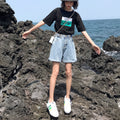 Curly shorts for women new arrivalk-styleelegantfashion non-elastic washed high waistloosetrendy denim shorts