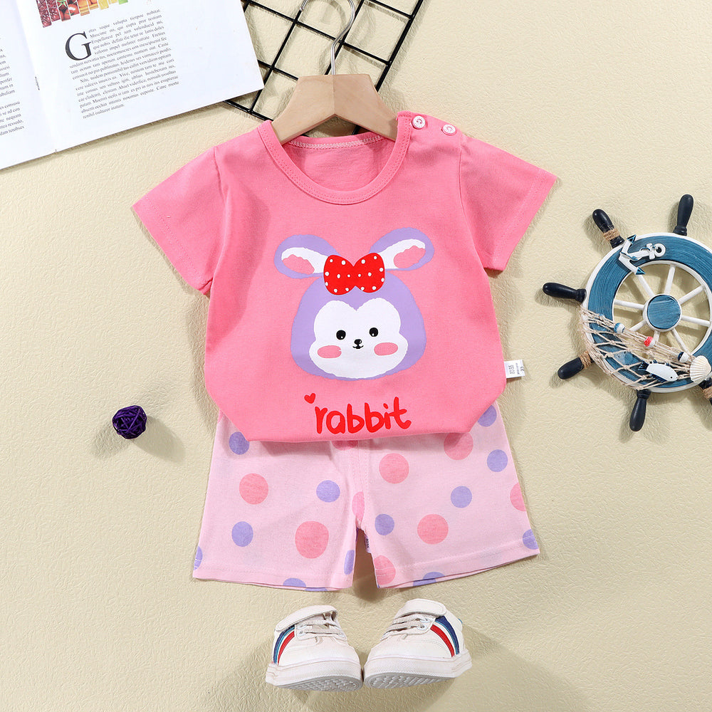 summer new arrival: 100% cotton kids' short-sleeve t-shirt and shorts set - korean style infant and toddler two-piece outfit
