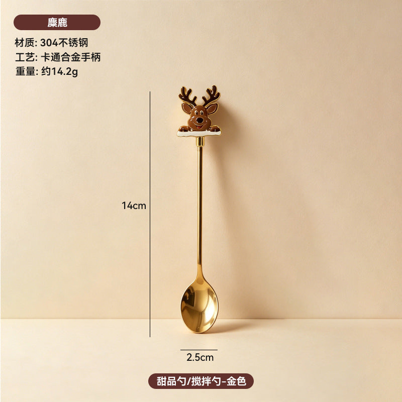 304 stainless steel luxury style creative christmas tableware coffee spoon afternoon tea dessert spoon fruit fork wholesale