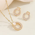 European and american style zircon necklace and earring set - high-end gemstone, light luxury, cross-border, round necklace, women's jewelry wholesale