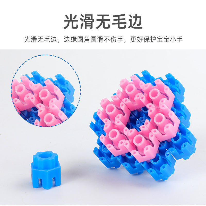 Toy boy building blocks 3-6 educational assemble hexagonal building blocks particles 6 to 12 years old assemble puzzle puzzle building toys