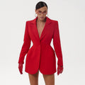 European and american women's clothing  autumn new sweet and fresh blazer with notched lapel, cinched waist, and detachable pockets