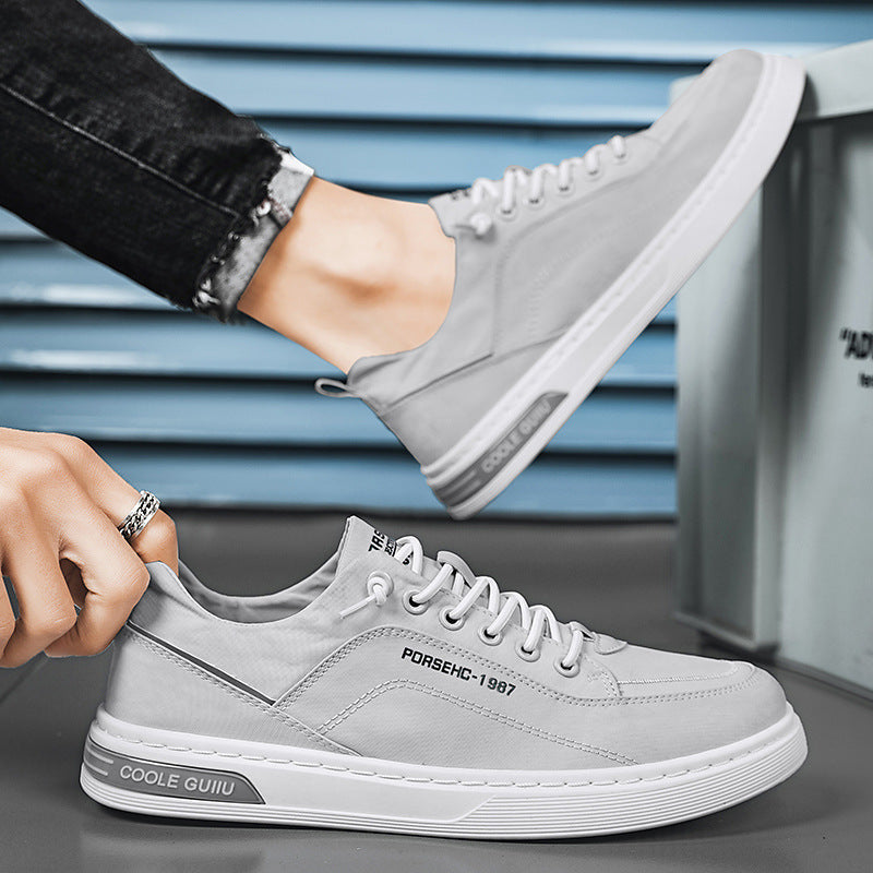 Men's spring breathable 2025 new thin anti-odor athletic casual canvas slip-on flat shoes work trendy shoes