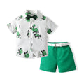 Boys' shirt set: new stylish summer short-sleeve rose print outfit for kids - perfect for children's day performances